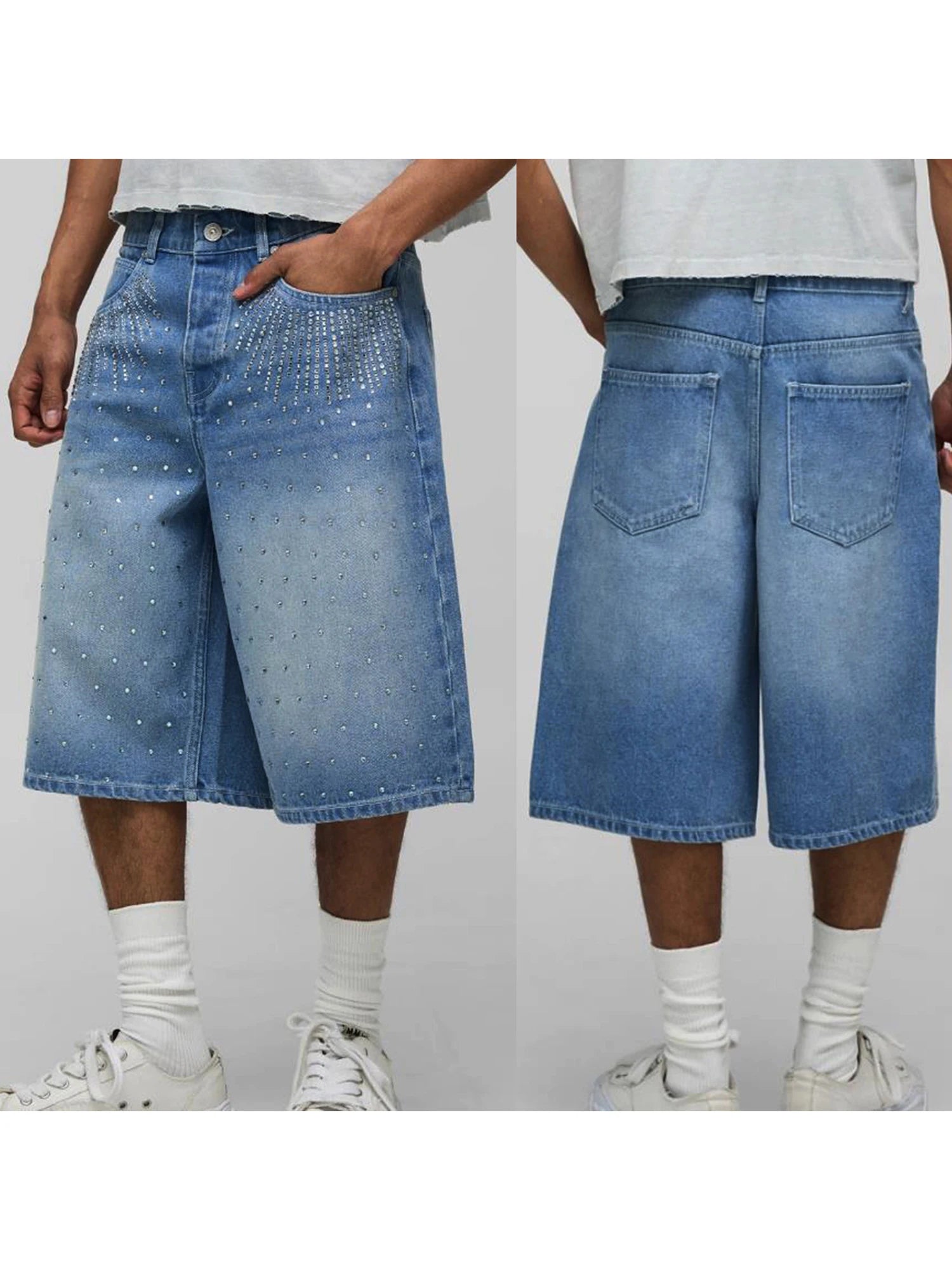 Distressed Denim Knee Shorts